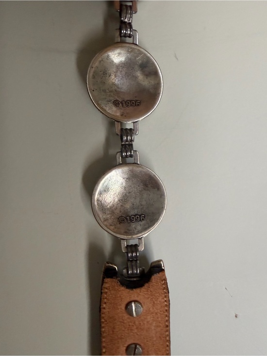 Bringhton 1996 black leather belt silver tone M 35/36 in long western rodeo boho main image 5
